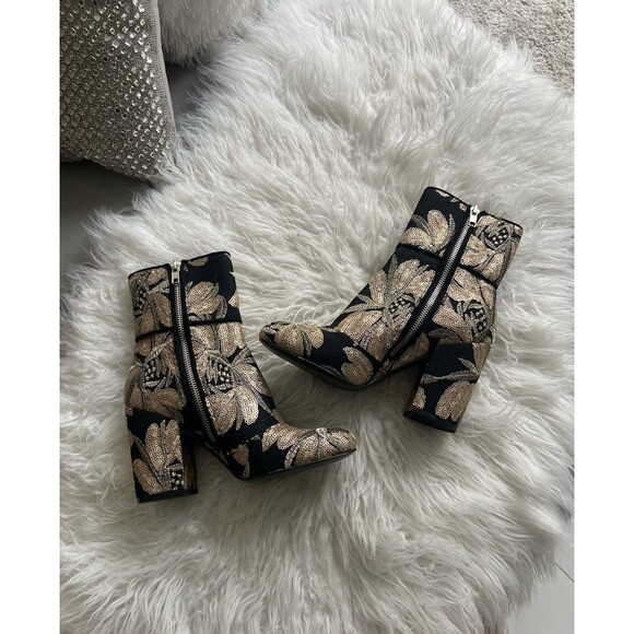 Steve Madden Goldie Black and Gold Metallic Sequin Embellished Booties Size 6.5 - Picture 2 of 16